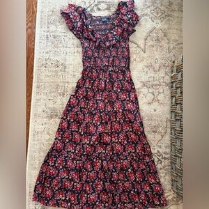 Floral Black and Red Women's Dress